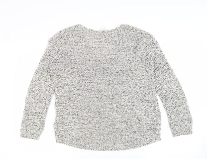 H&M Womens Beige V-Neck Cotton Pullover Jumper Size S