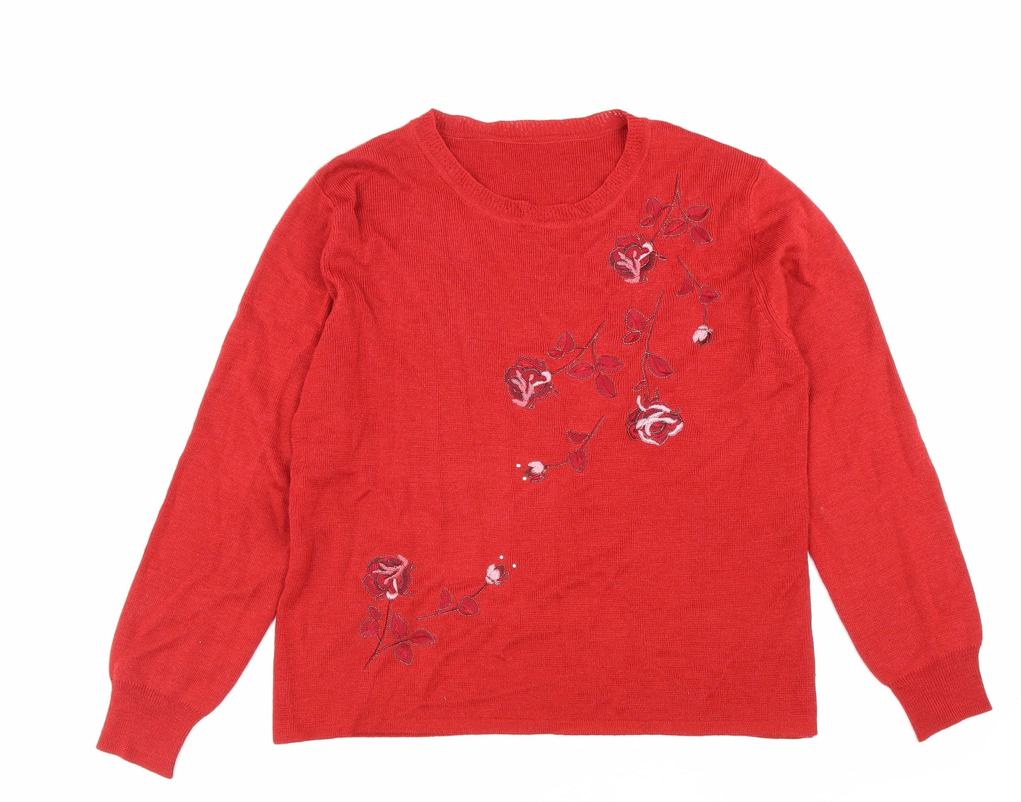 Womens UK Size M Preworn Red Pullover Jumper