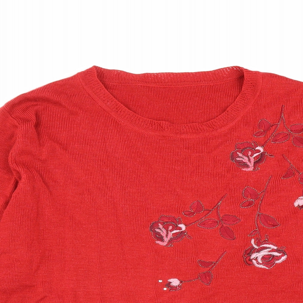 Womens UK Size M Preworn Red Pullover Jumper