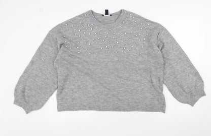 Womens UK Size L New Look Grey Pullover Jumper
