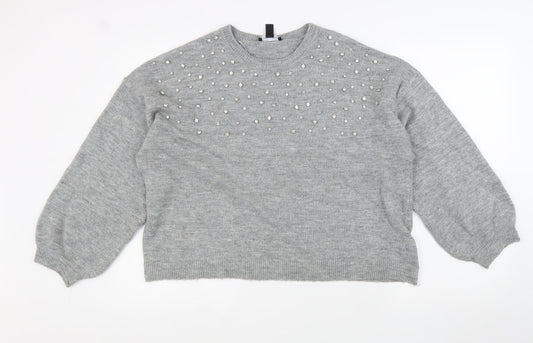 Womens UK Size L New Look Grey Pullover Jumper