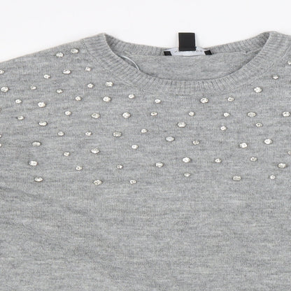 Womens UK Size L New Look Grey Pullover Jumper