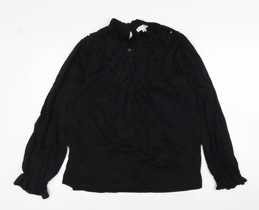 Womens UK Size 8 Warehouse Black Basic Blouse