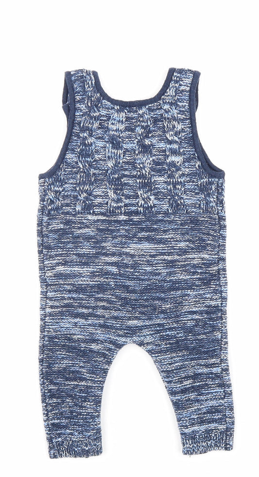 Nutmeg Blue Geometric Acrylic Romper One-Piece Size 3-6 Months Button