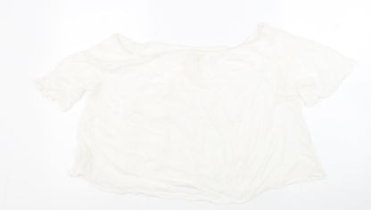 Wild blue Womens White Viscose Cropped Tank Size XL Off the Shoulder