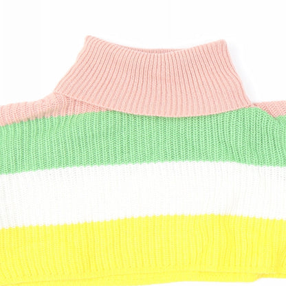 Missguided Womens Multicoloured Roll Neck Striped Acrylic Pullover Jumper Size S