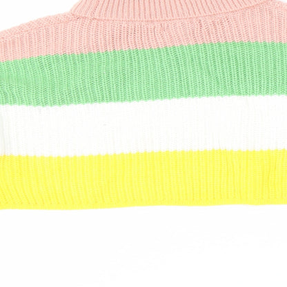 Missguided Womens Multicoloured Roll Neck Striped Acrylic Pullover Jumper Size S