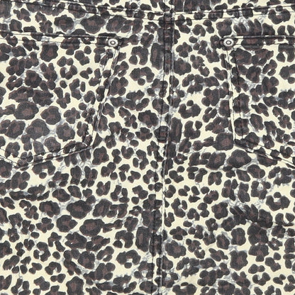 PRETTYLITTLETHING Womens Beige Animal Print Cotton Mini Skirt Size 12 Zip - Leopard Pattern