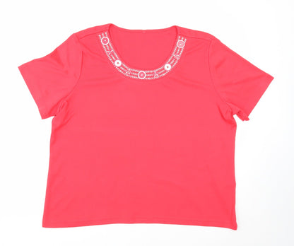 Womens UK Size L BM Red Basic T-Shirt