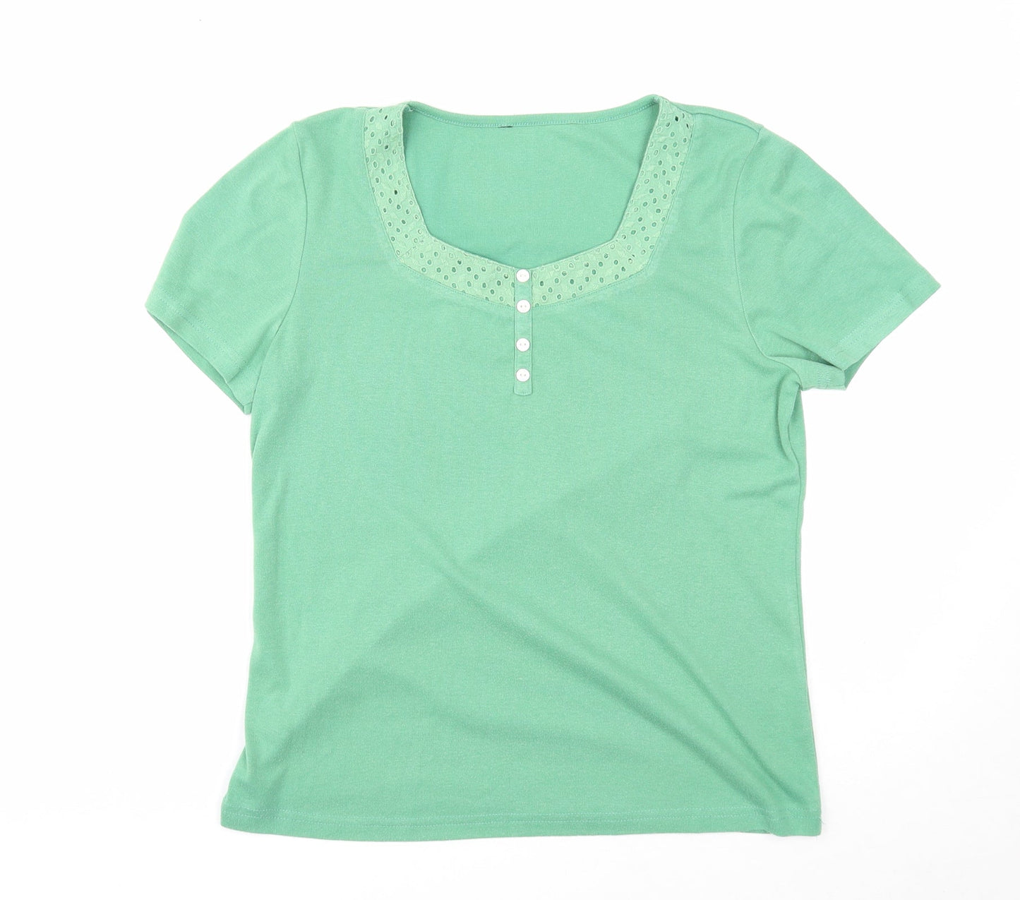 Womens UK Size M Preworn Green Basic T-Shirt