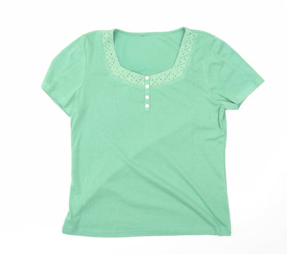 Womens UK Size M Preworn Green Basic T-Shirt