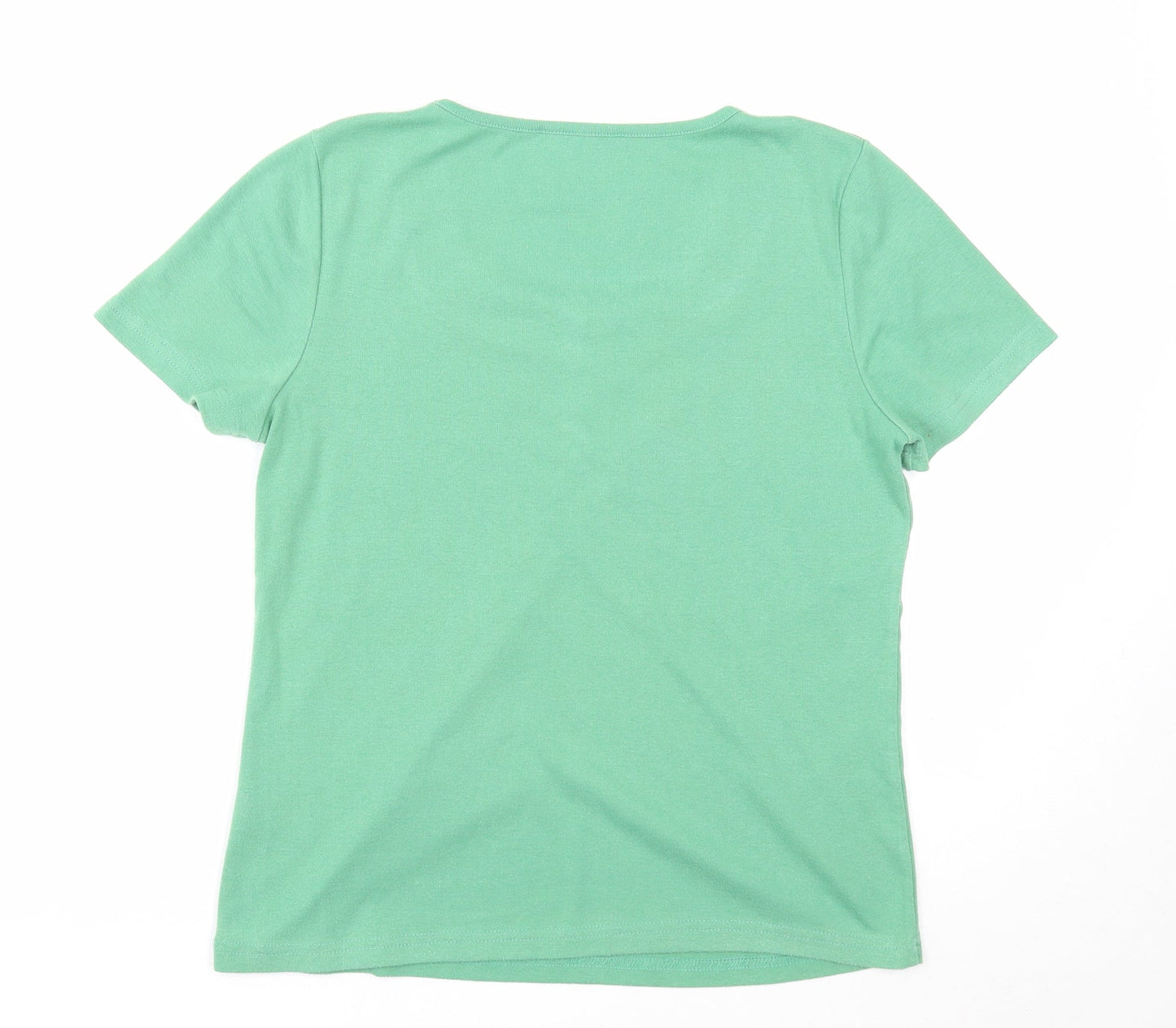 Womens UK Size M Preworn Green Basic T-Shirt