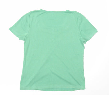 Womens UK Size M Preworn Green Basic T-Shirt