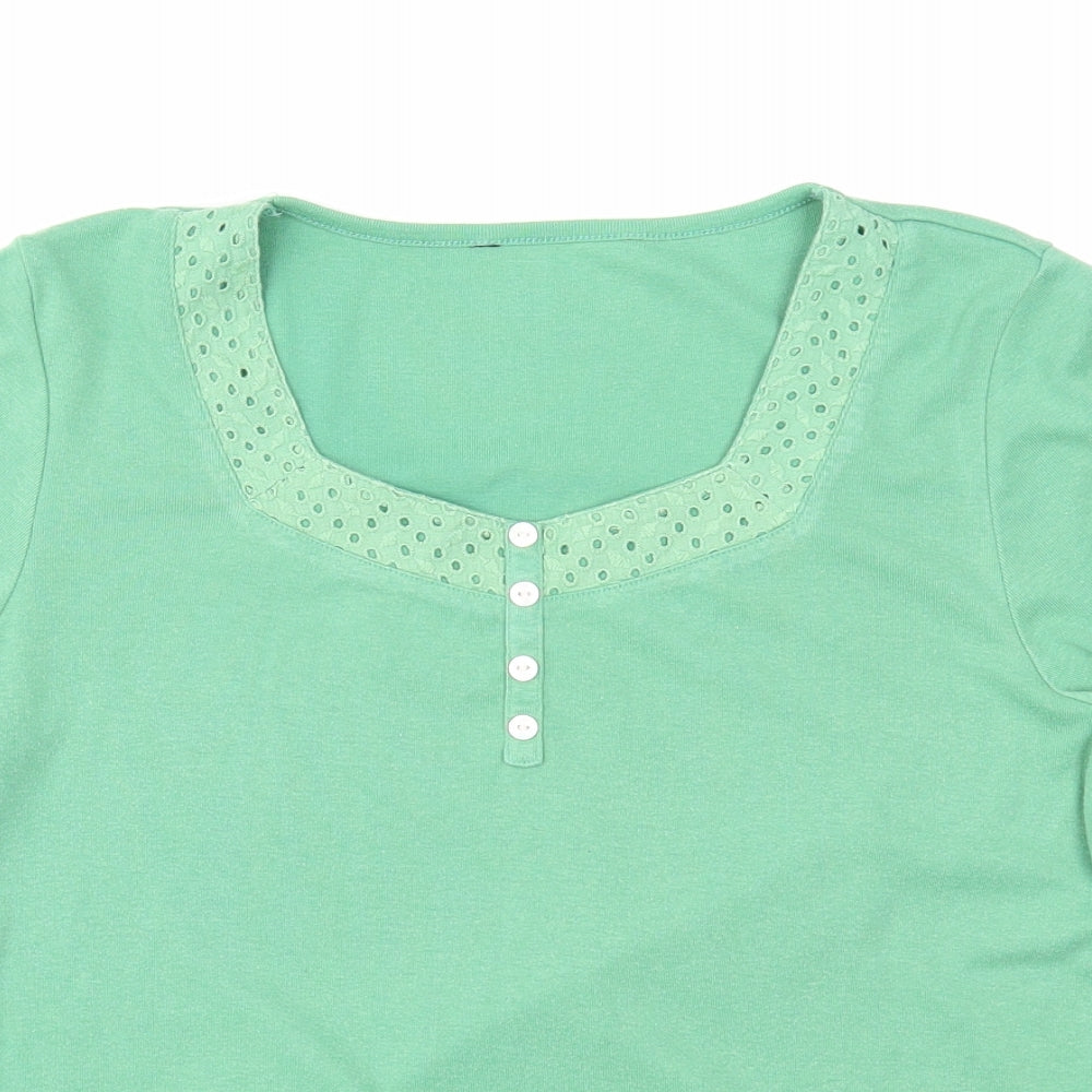 Womens UK Size M Preworn Green Basic T-Shirt