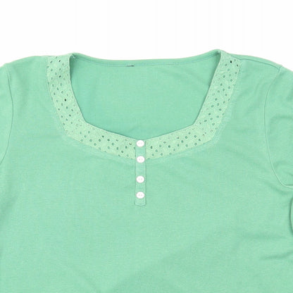 Womens UK Size M Preworn Green Basic T-Shirt