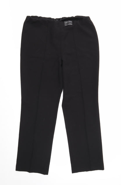 BM Womens Black Polyester Trousers Size 14 Regular
