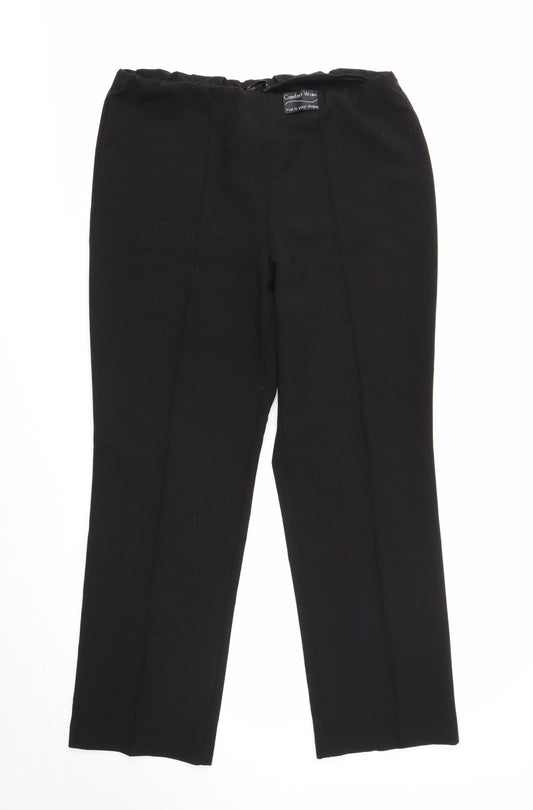 BM Womens Black Polyester Trousers Size 14 Regular
