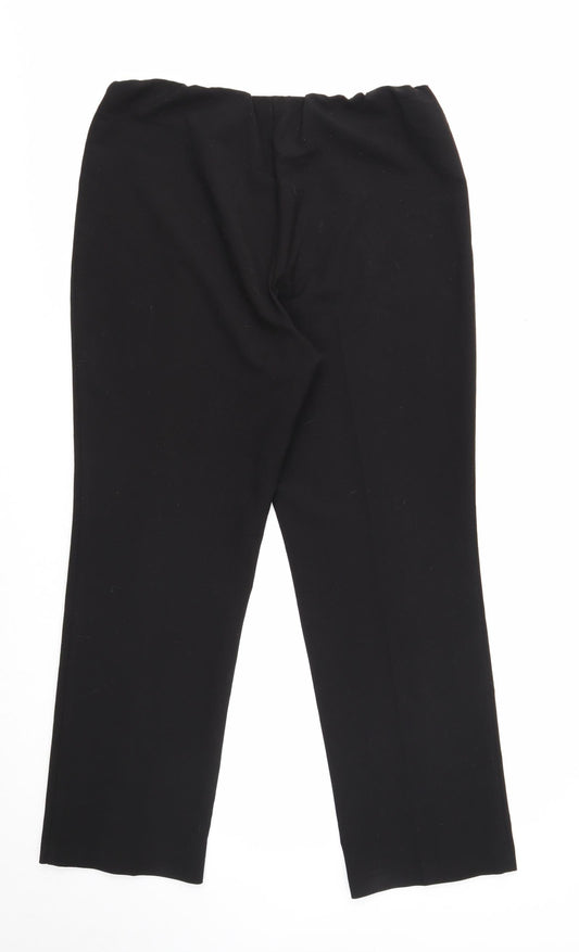 BM Womens Black Polyester Trousers Size 14 Regular