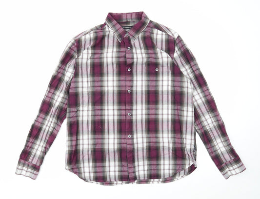Mens UK Size L French Connection Purple  Button-Up Long Sleeve Casual Shirt