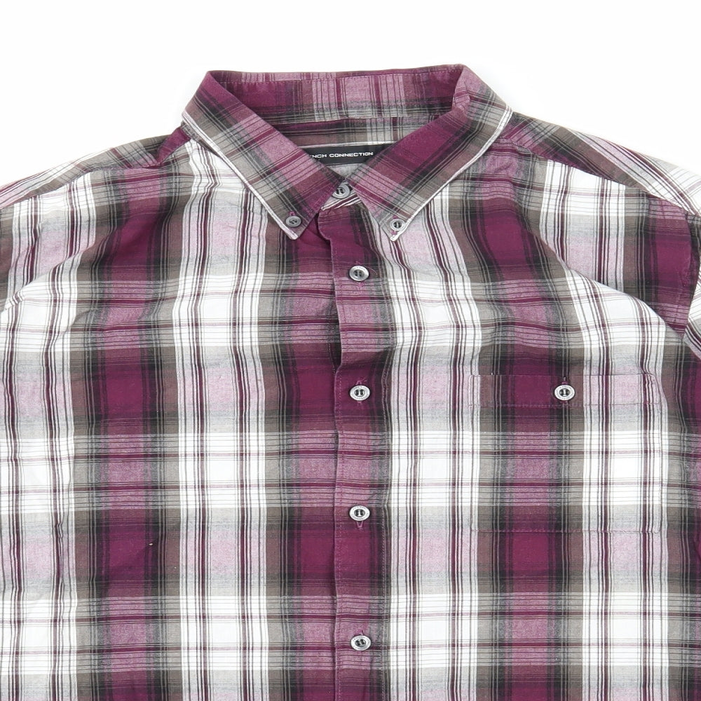 Mens UK Size L French Connection Purple  Button-Up Long Sleeve Casual Shirt