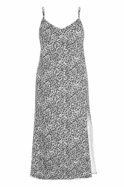 PRETTYLITTLETHING Womens Grey Geometric Viscose Maxi Size 6 V-Neck Pullover - Leopard Print