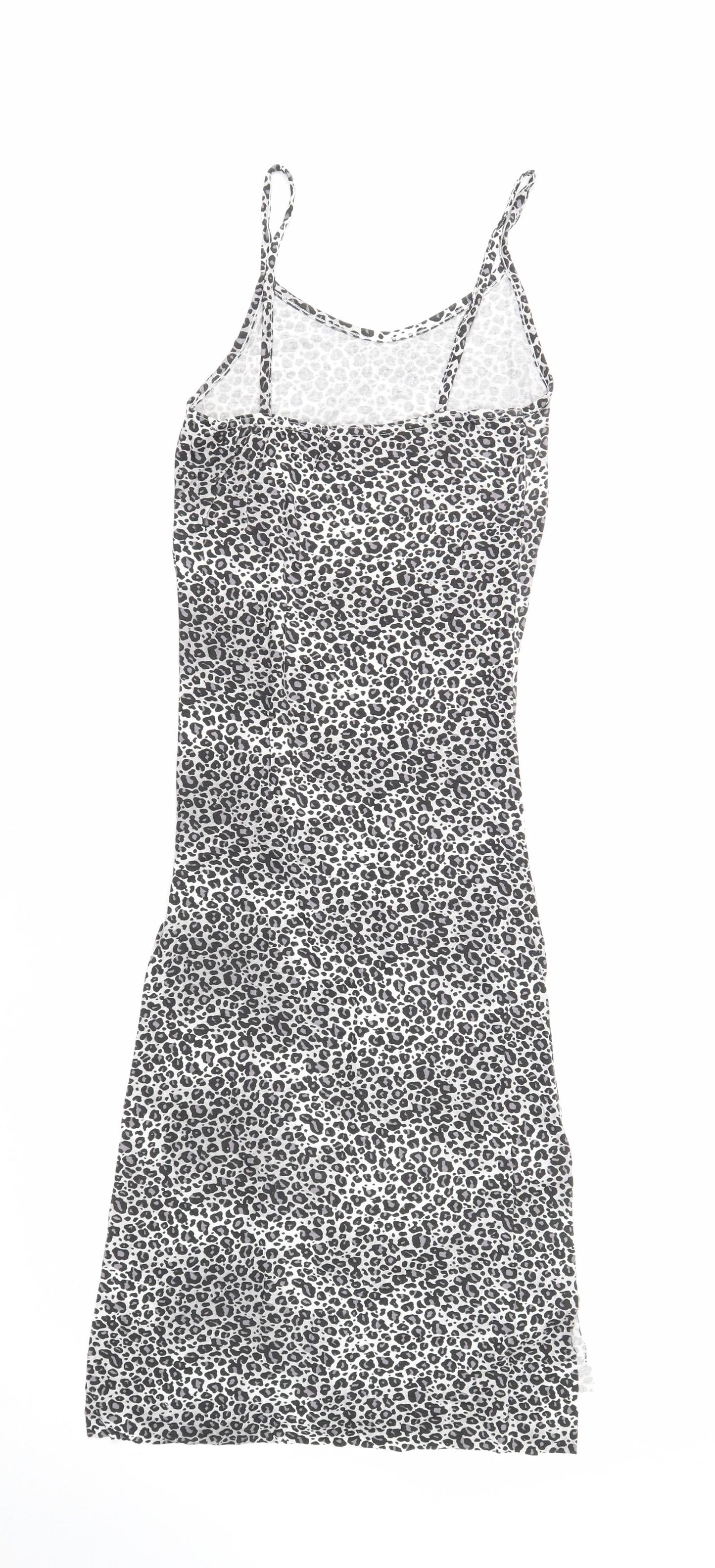PRETTYLITTLETHING Womens Grey Geometric Viscose Maxi Size 6 V-Neck Pullover - Leopard Print