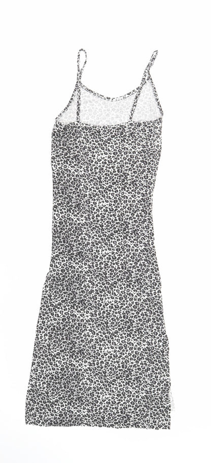PRETTYLITTLETHING Womens Grey Geometric Viscose Maxi Size 6 V-Neck Pullover - Leopard Print