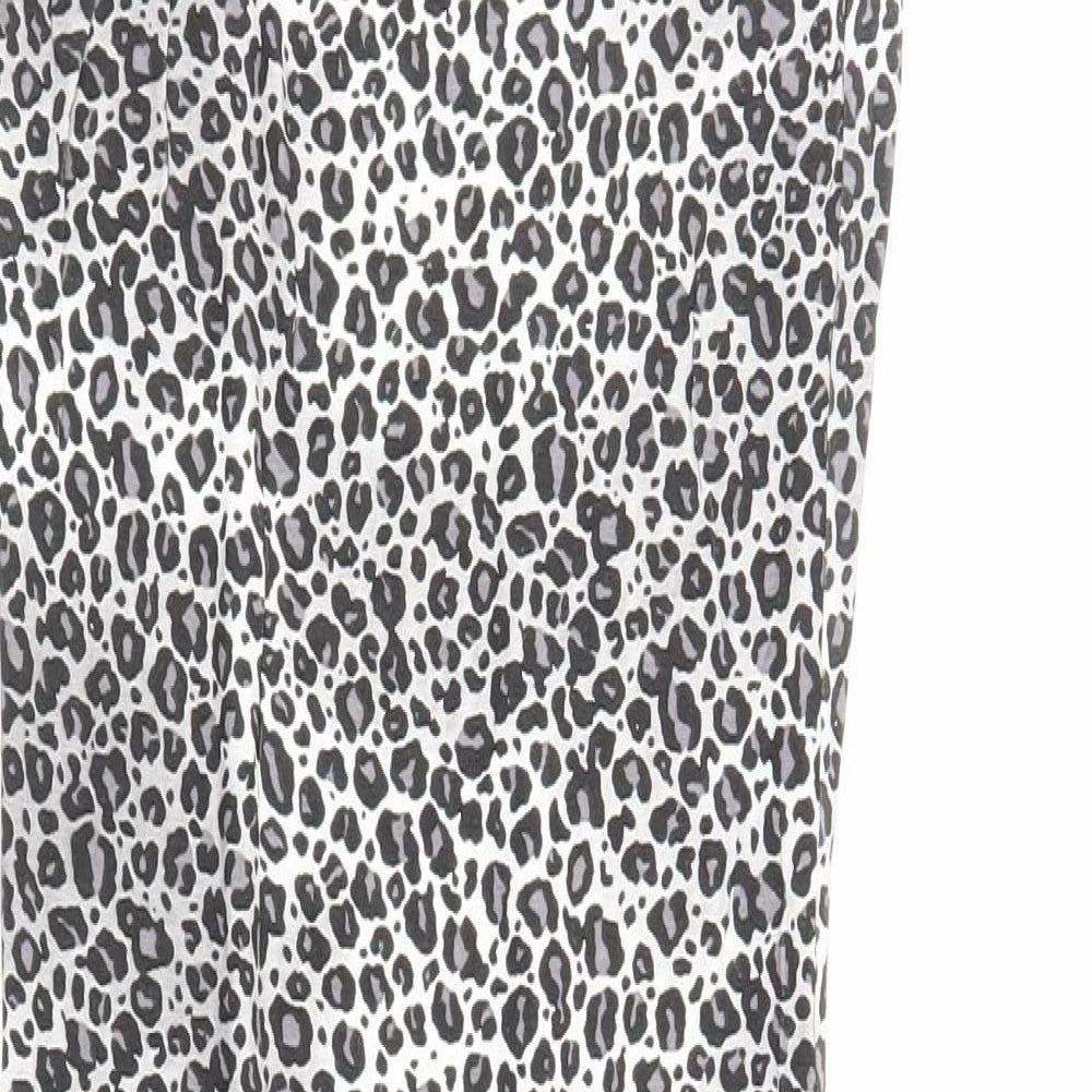 PRETTYLITTLETHING Womens Grey Geometric Viscose Maxi Size 6 V-Neck Pullover - Leopard Print