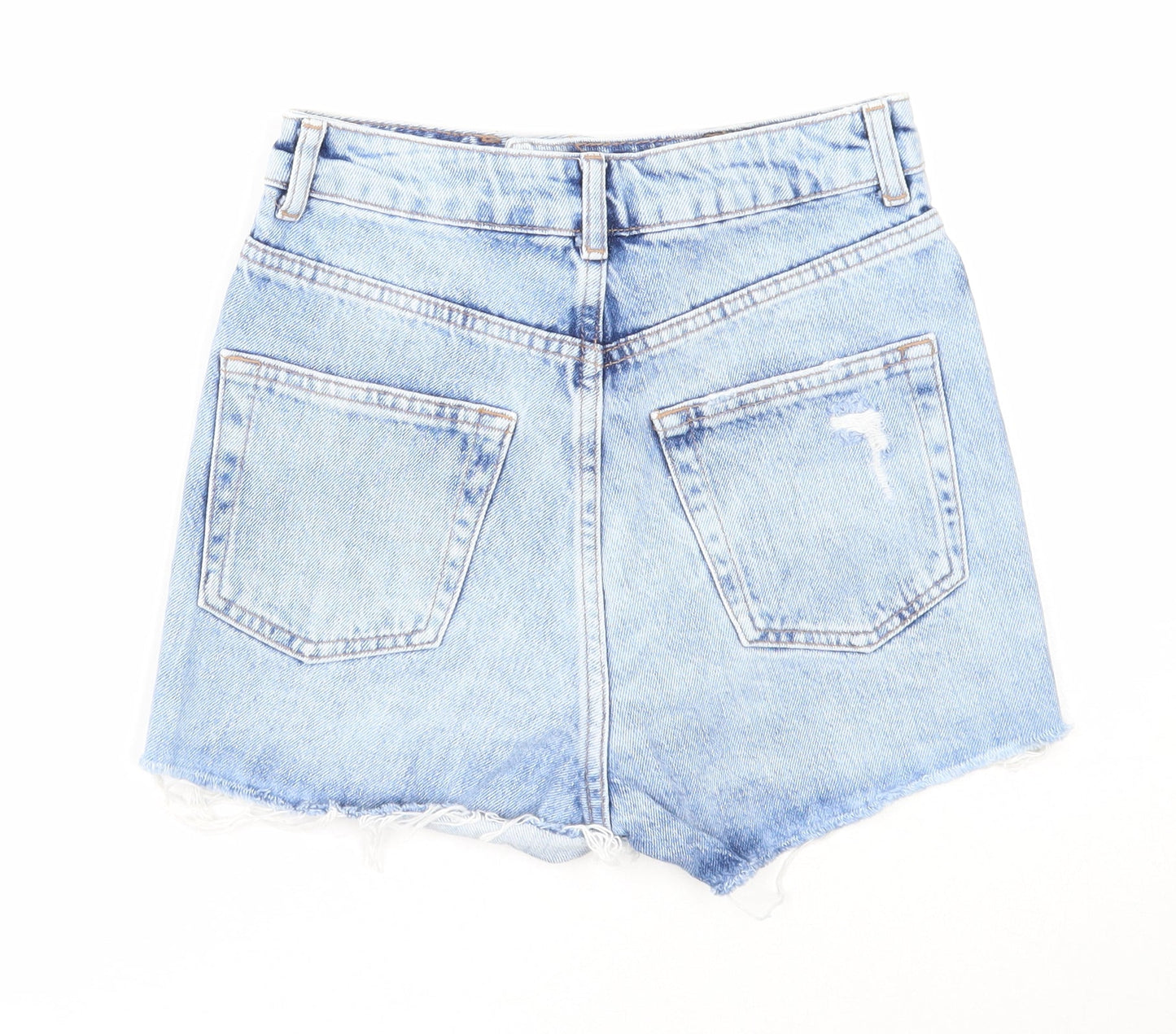 Topshop Womens Blue Cotton Cut-Off Shorts Size 6 Regular Zip - Distressed