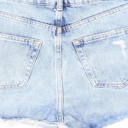 Topshop Womens Blue Cotton Cut-Off Shorts Size 6 Regular Zip - Distressed