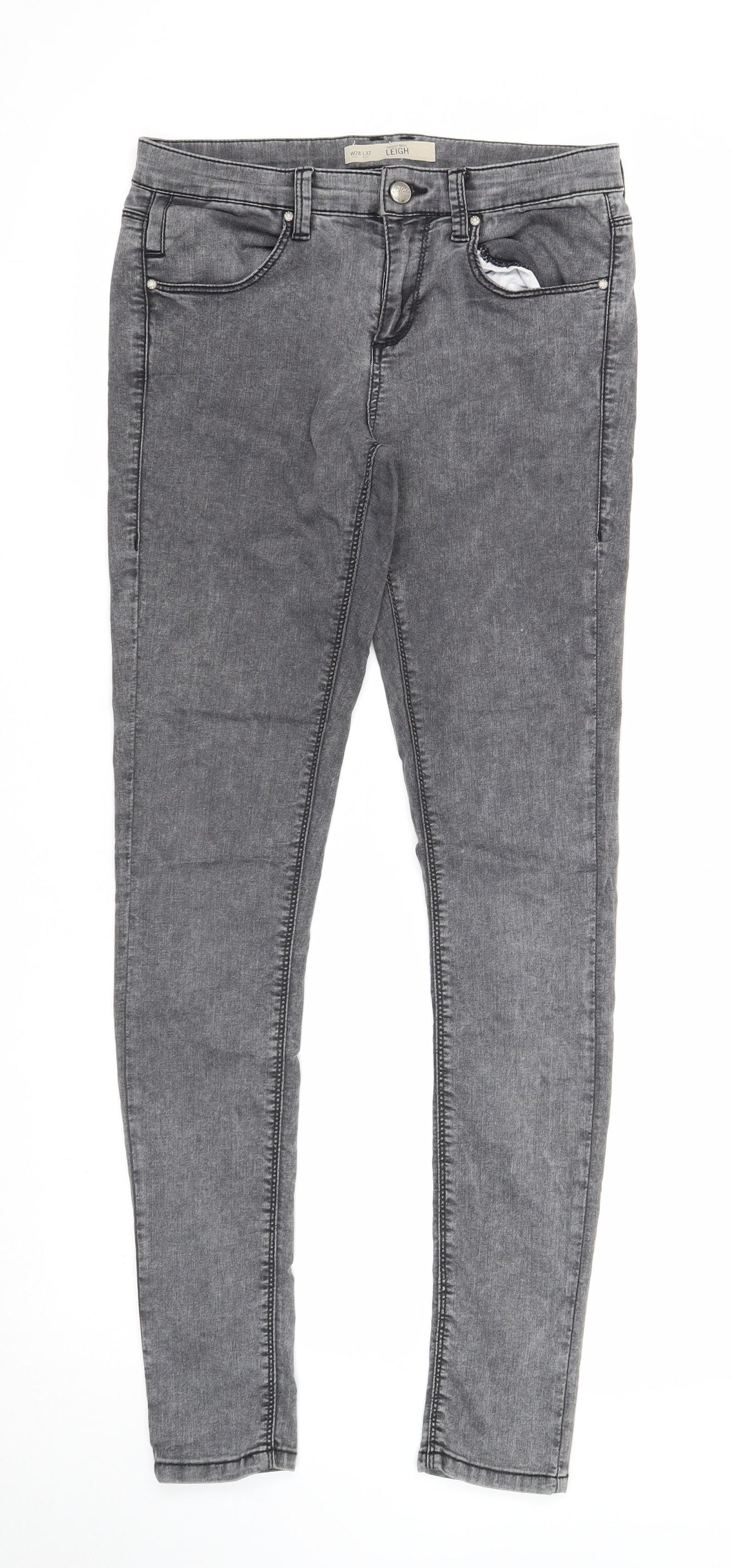 Topshop Womens Grey Cotton Skinny Jeans Size 28 in L32 in Regular Zip