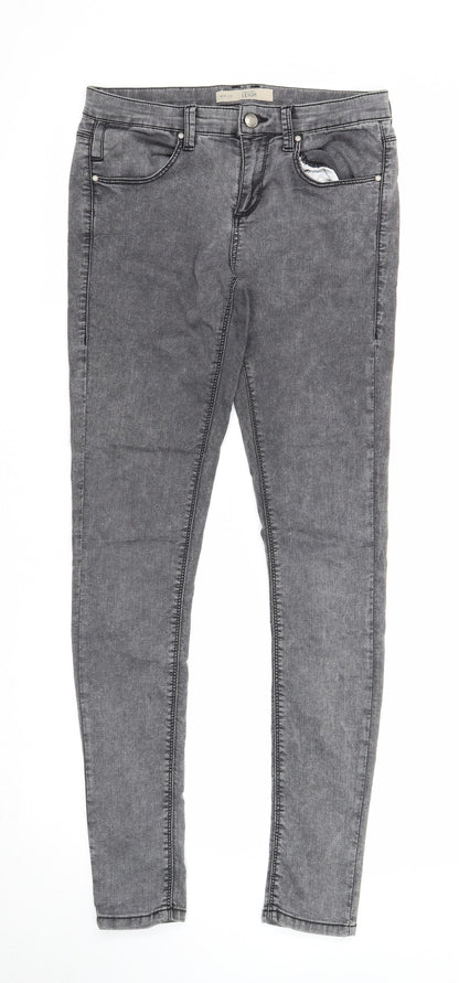 Topshop Womens Grey Cotton Skinny Jeans Size 28 in L32 in Regular Zip