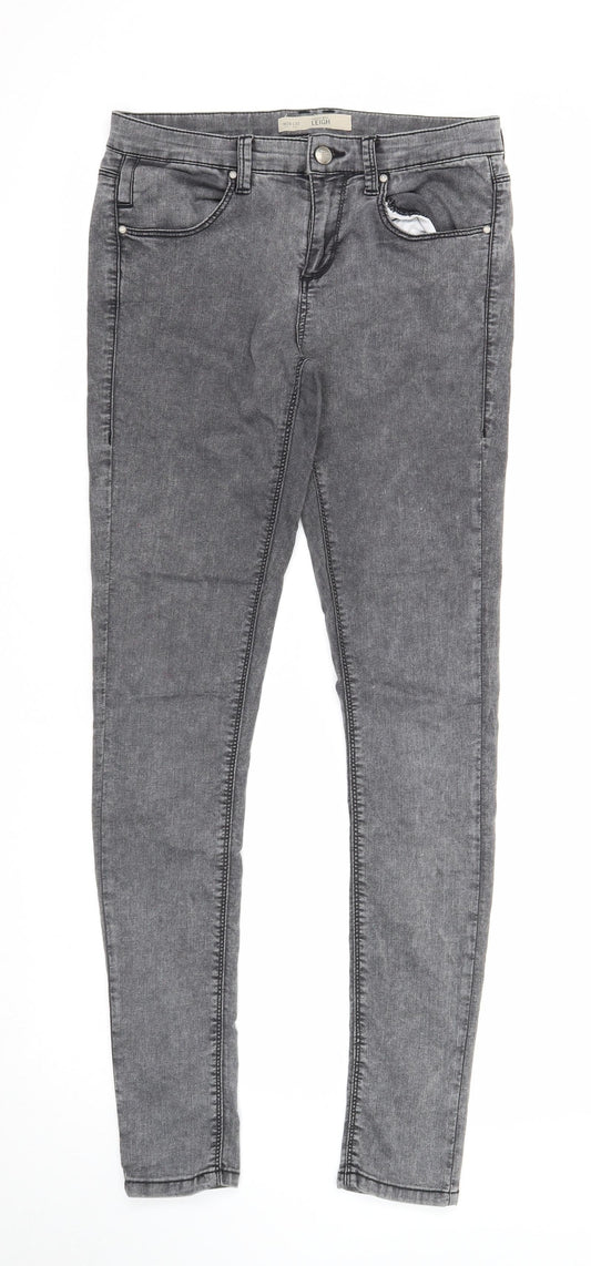 Topshop Womens Grey Cotton Skinny Jeans Size 28 in L32 in Regular Zip