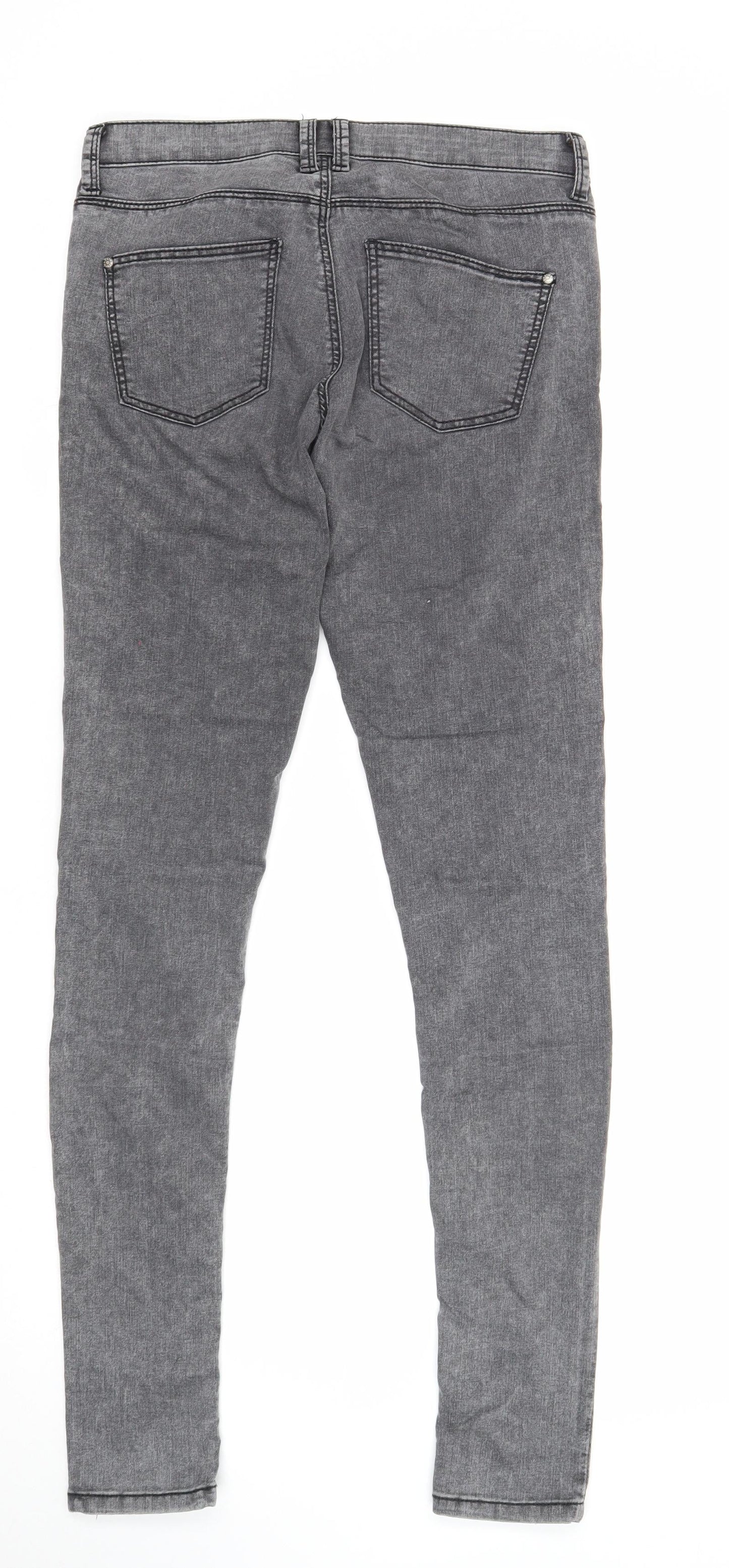 Topshop Womens Grey Cotton Skinny Jeans Size 28 in L32 in Regular Zip