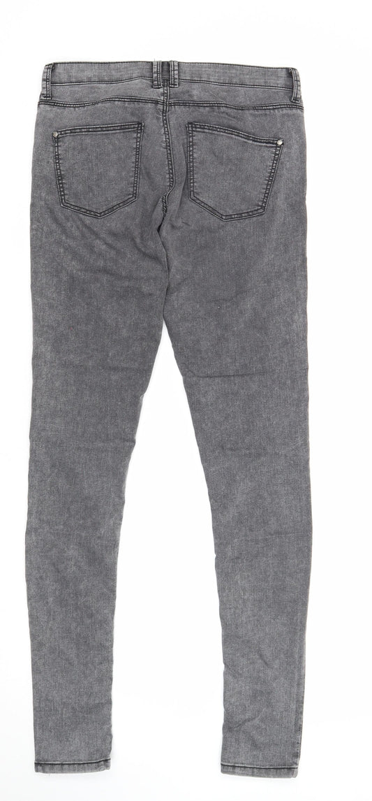 Topshop Womens Grey Cotton Skinny Jeans Size 28 in L32 in Regular Zip