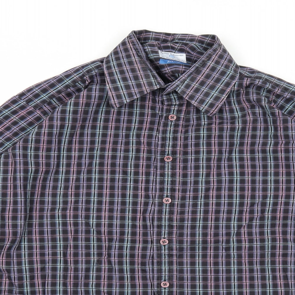 Mens UK Size L Haines & Bonner Black  Button-Up Long Sleeve Casual Shirt