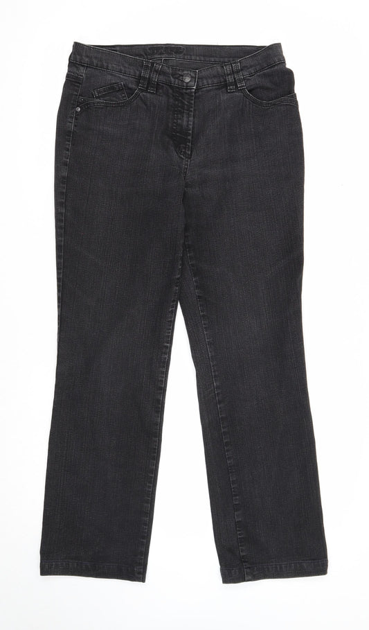 Gerry Weber Womens Black Cotton Straight Jeans Size 40 in Regular Zip