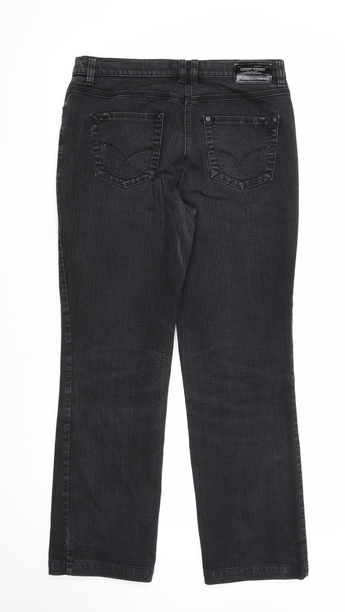 Gerry Weber Womens Black Cotton Straight Jeans Size 40 in Regular Zip