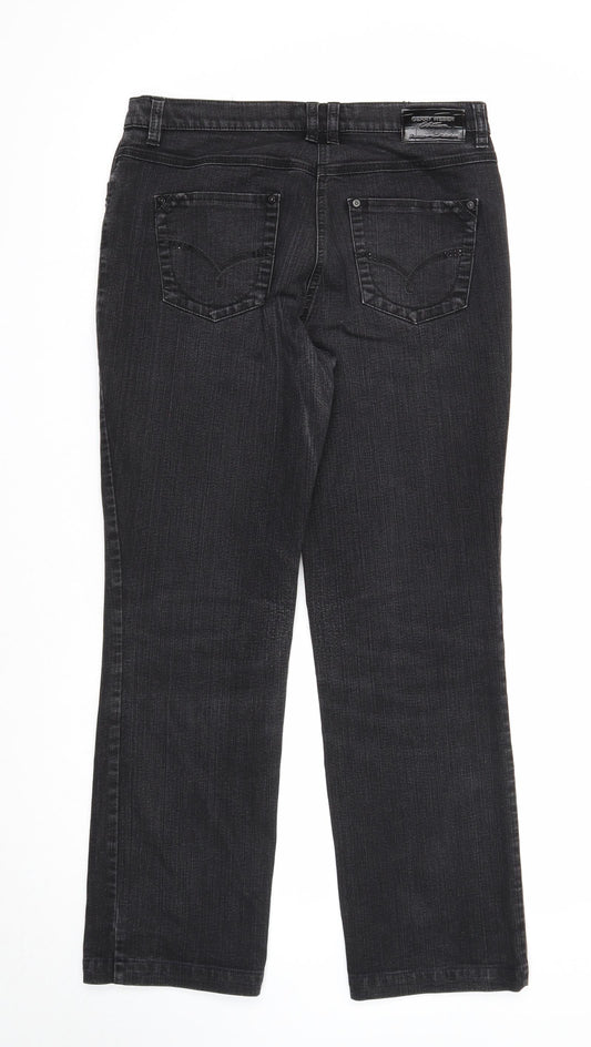 Gerry Weber Womens Black Cotton Straight Jeans Size 40 in Regular Zip