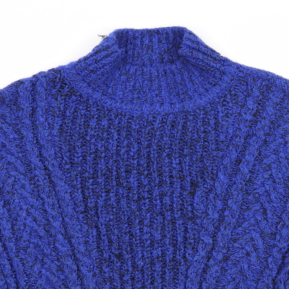F&F Womens Blue High Neck Acrylic Pullover Jumper Size 6 - Batwing