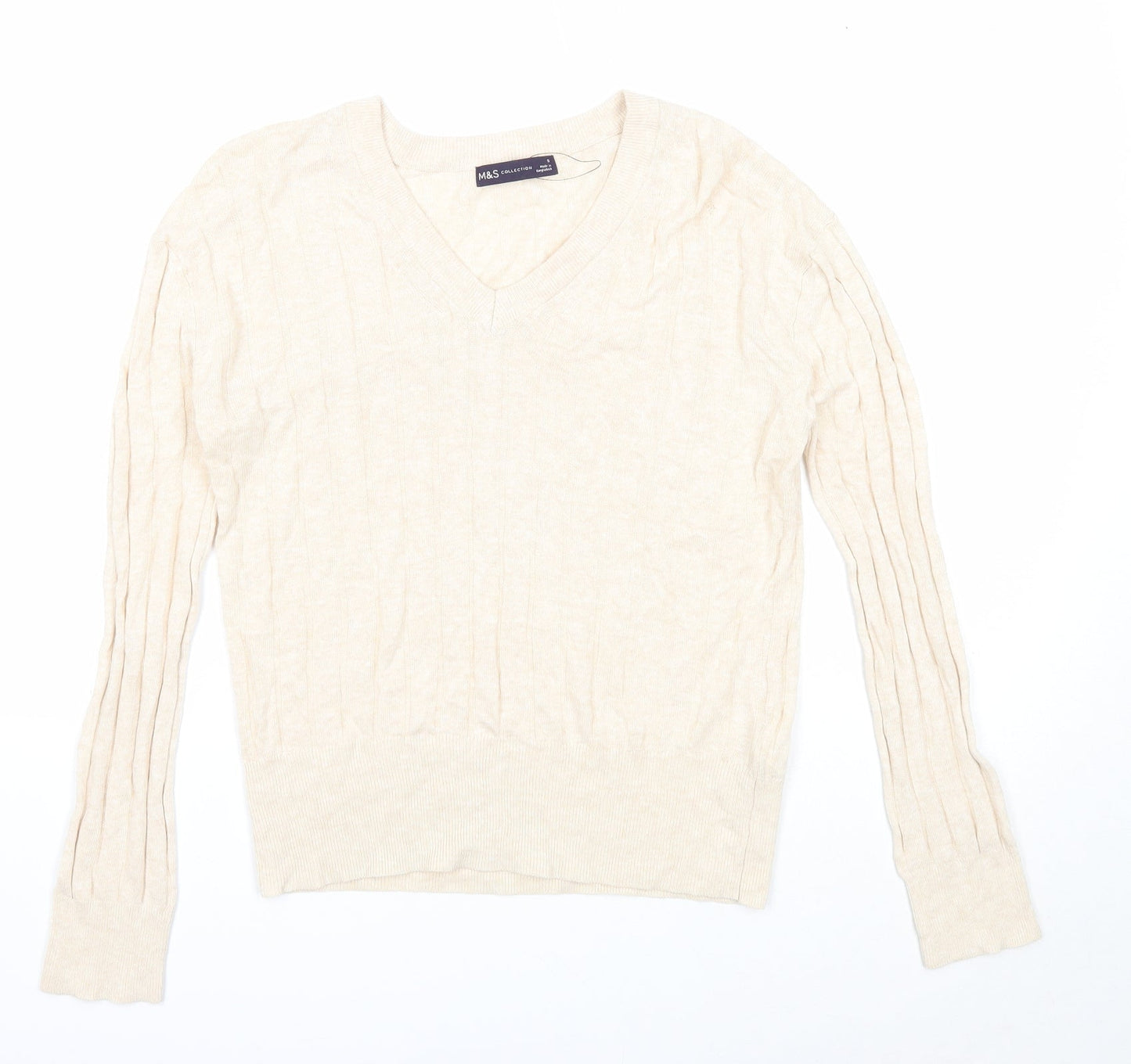 Womens UK Size S Marks and Spencer Beige Pullover Jumper