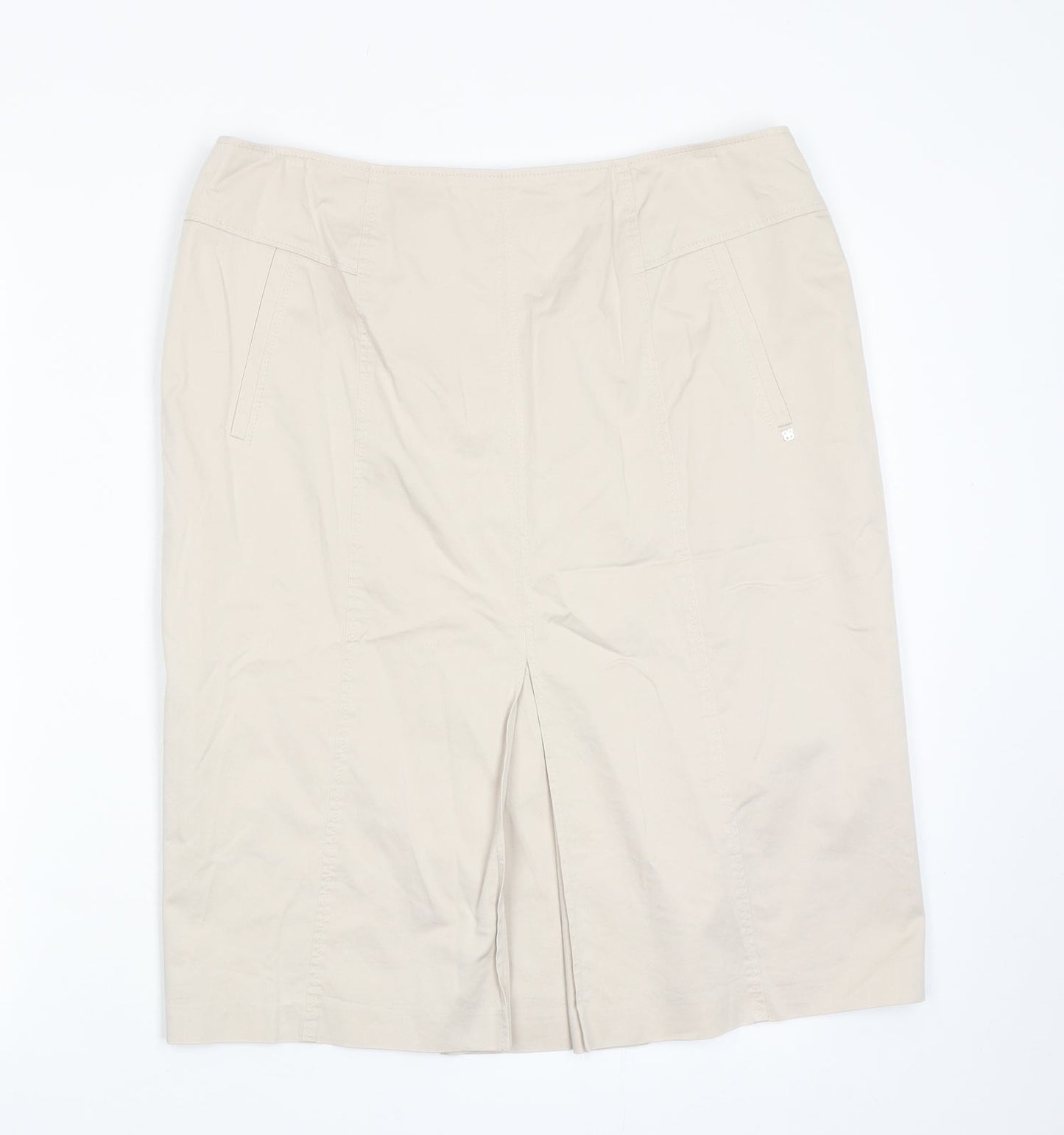 Basler Womens Beige Polyester Straight & Pencil Skirt Size 35 in Zip