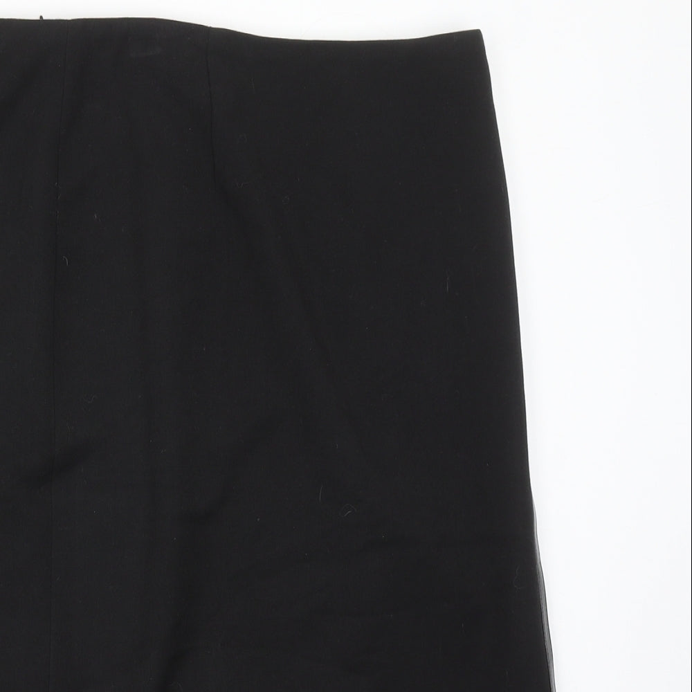Aria Womens Black Polyester Straight & Pencil Skirt Size 14 Zip