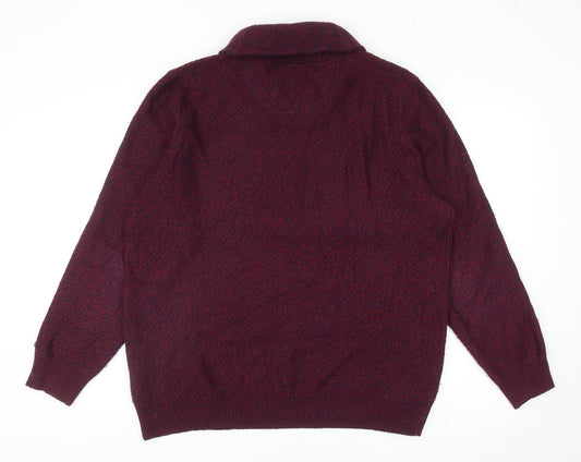 Burton Mens Red V-Neck Acrylic Pullover Jumper Size L