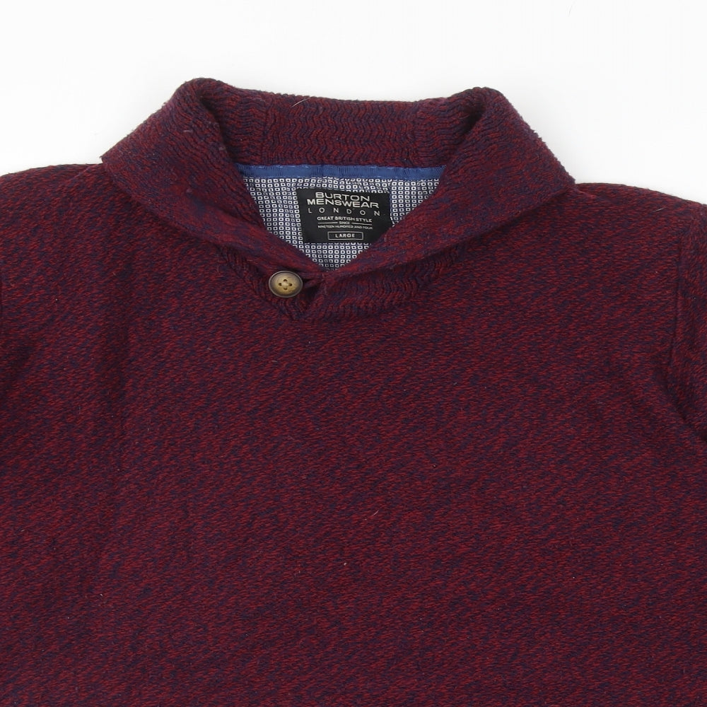 Burton Mens Red V-Neck Acrylic Pullover Jumper Size L