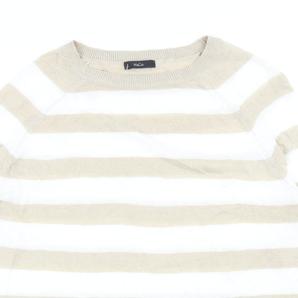 Womens UK Size 10 M&Co Beige Pullover Jumper