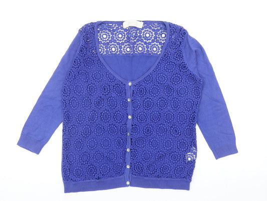 Womens UK Size L Zara Blue Cardigan Jumper