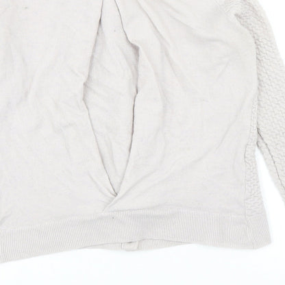 Devotion Womens Grey Round Neck Wool Cardigan Jumper Size L