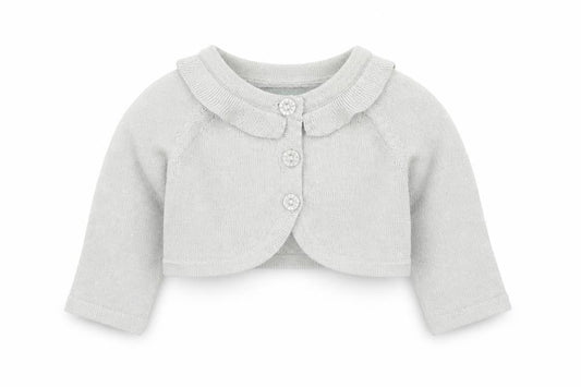 Monsoon Girls Grey Cotton Cardigan Jumper Size 0-3 Months Button