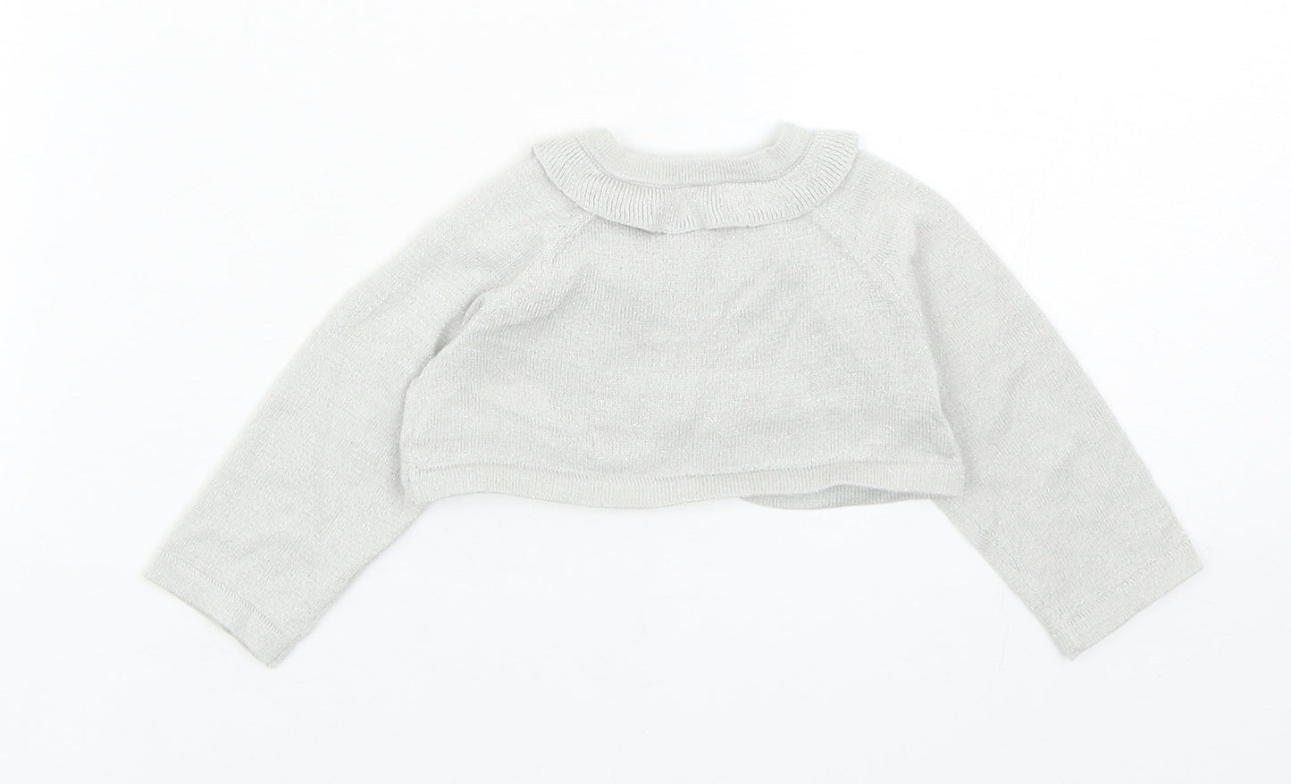 Monsoon Girls Grey Cotton Cardigan Jumper Size 0-3 Months Button